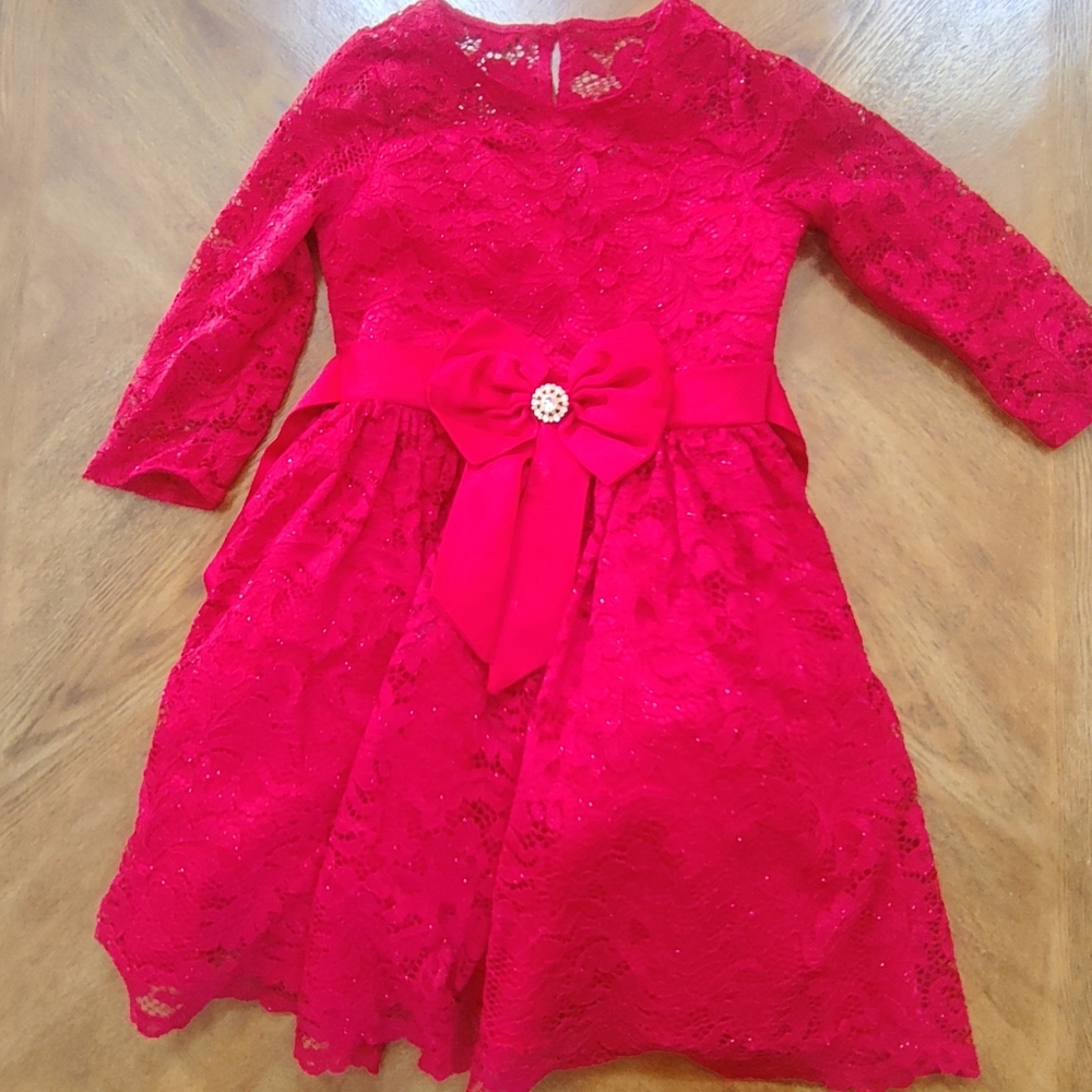 Elegant Red Lace Kids Dress